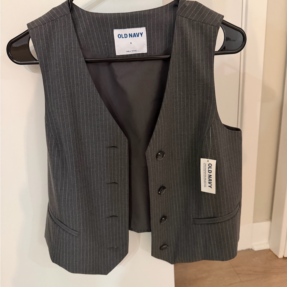 Old Navy Charcoal Pinstripe Vest
